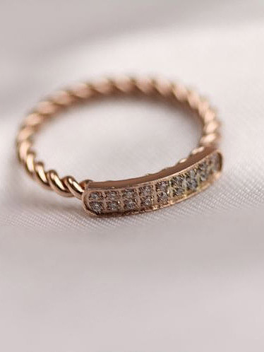Twisted Korean Style Zircon Ring