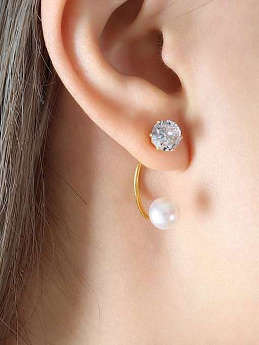 Titanium Steel Imitation Pearl Geometric Minimalist Stud Earring