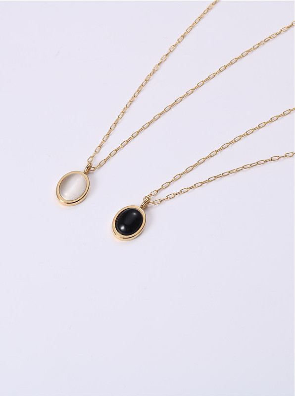 Titanium With Gold Plated Simplistic Oval Necklaces