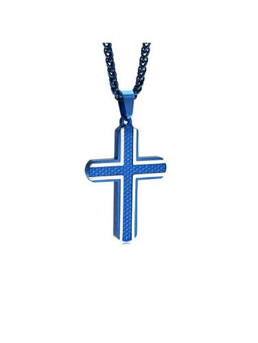 Collar religioso minimalista con cruz esmaltada de acero inoxidable