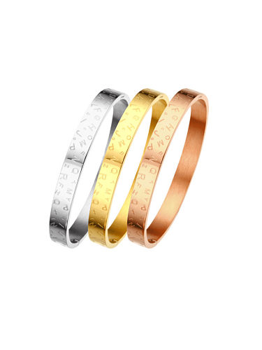 Brazalete de banda minimalista con letra de acero inoxidable