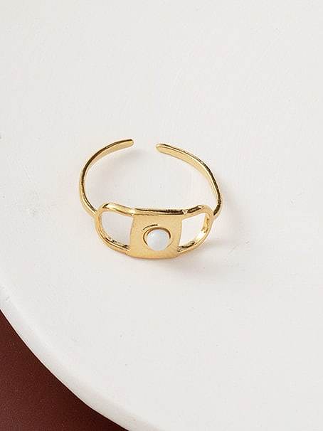 Stainless steel Imitation Pearl Geometric Vintage Band Ring