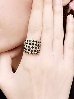 Brass Rhinestone Geometric Vintage Statement Ring