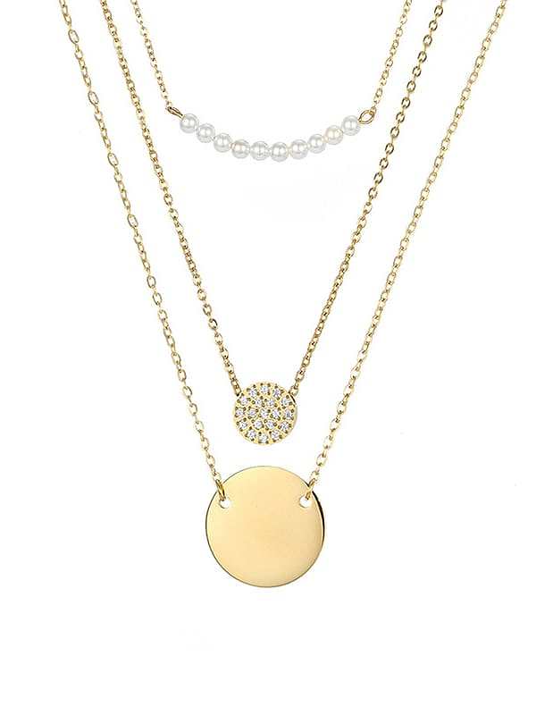 Stainless steel Rhinestone Round Minimalist Multi Strand Necklace