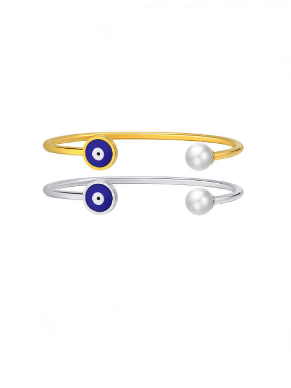 Bracelet manchette minimaliste irrégulier en acier inoxydable Imitation Pearl