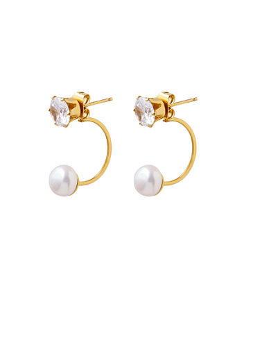 Titanium Steel Imitation Pearl Geometric Minimalist Stud Earring