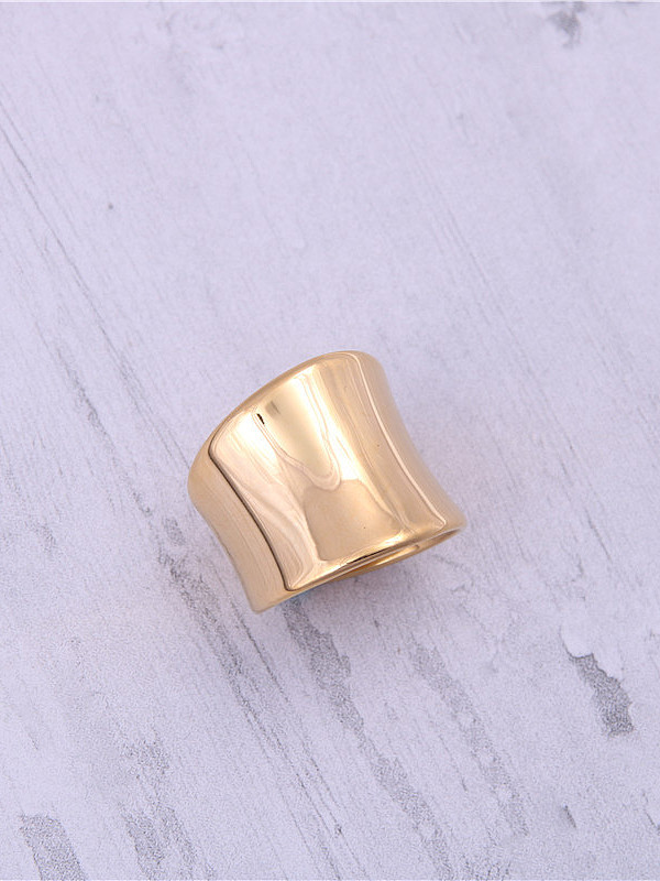 Titanium With Gold Plated Simplistic Irregular Band Rings