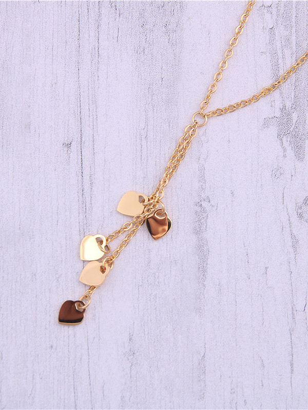 Titanium With Gold Plated Simplistic Heart Necklaces