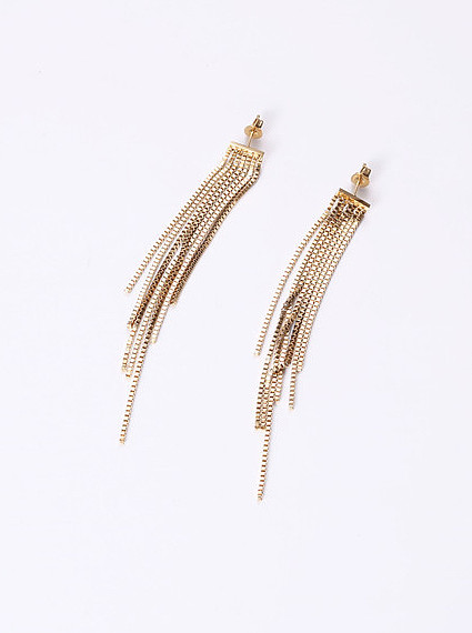 Titanium With Gold Plated Simplistic Chain Tassel Earrings