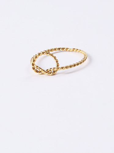 Titanium With Gold Plated Simplistic Twist Geometric Band Rings