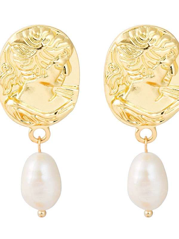 Boucles d'oreilles en perles coréennes créatives Boucles d'oreilles féminines géométriques en or muet de tempérament européen et américain
