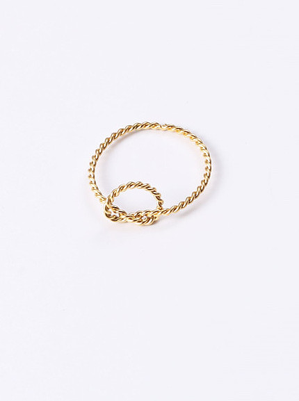 Titanium With Gold Plated Simplistic Twist Geometric Band Rings