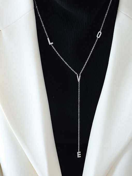 Minimalistische Lariat-Halskette mit Quasten aus Titanstahl