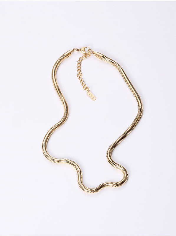 Titanio con collares de cadena de serpiente simplistas chapados en oro