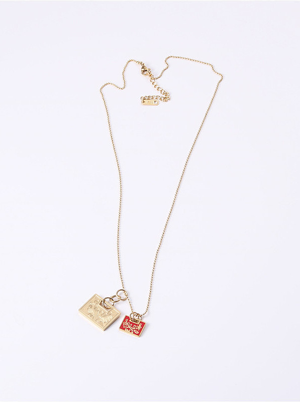 Titanium With Gold Plated Personality Geometric Necklaces