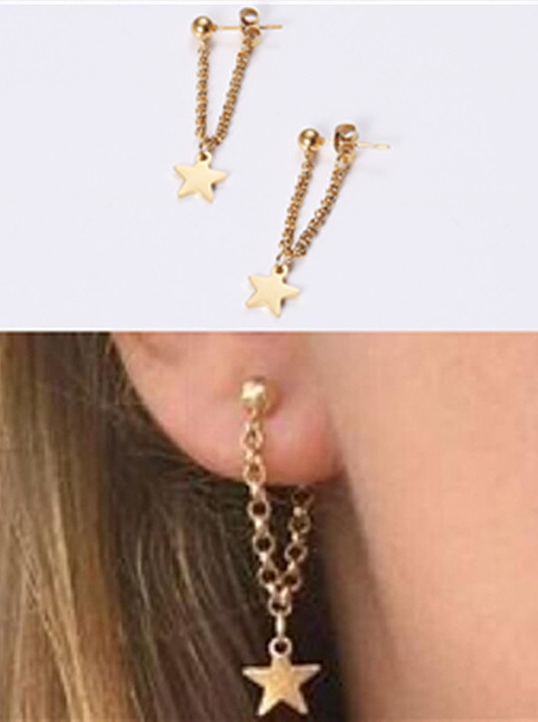 Titanium With Rose Gold Plated Simplistic Star Drop Earrings