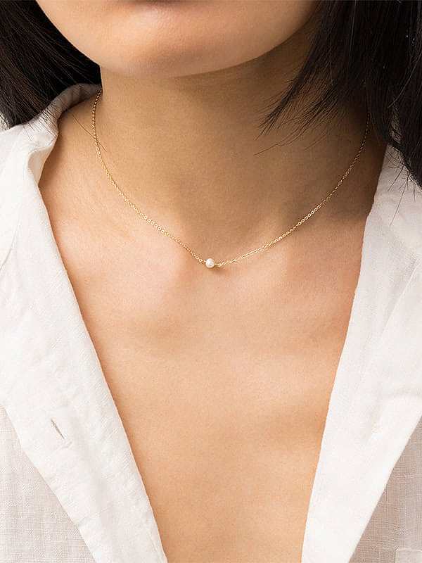 Stainless steel Imitation Pearl Round Minimalist Necklace