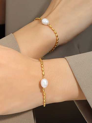 Titan Stahl Nachahmung Perle geometrische Vintage Perlenarmband
