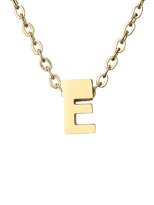 Titanium Letter Minimalist Initials Pendant Necklace