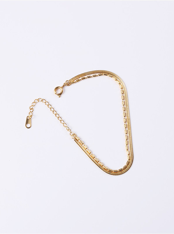 Titanio con pulseras de cadena multicapa simplistas chapadas en oro