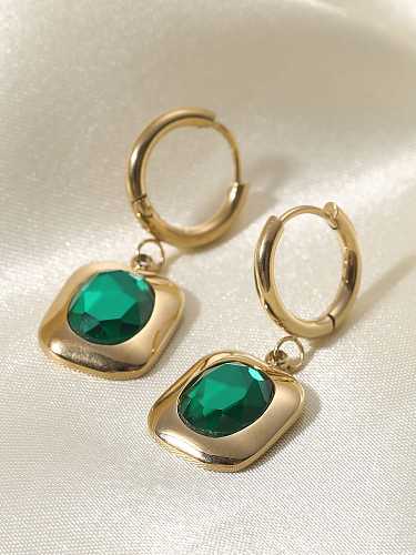 Stainless steel Green Square Trend Huggie Earring