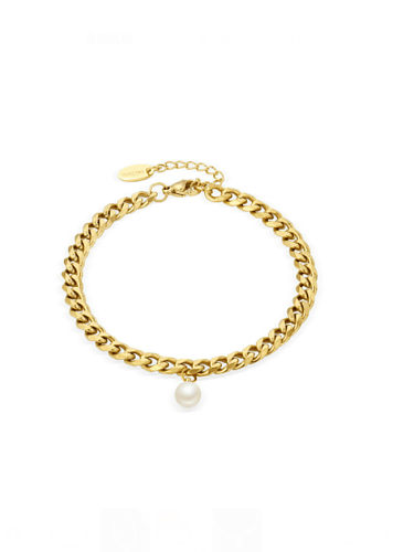 Bracelet à maillons vintage avec chaîne irrégulière en perles d'imitation en acier inoxydable