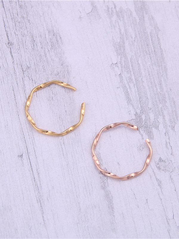 Titanium With Gold Plated Simplistic Twist Free Size Rings