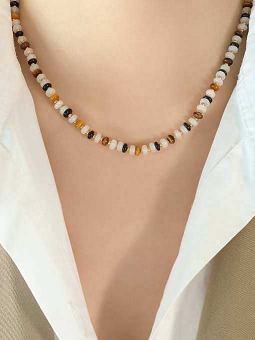 Karneol Geometrische Vintage Halskette aus Edelstahl