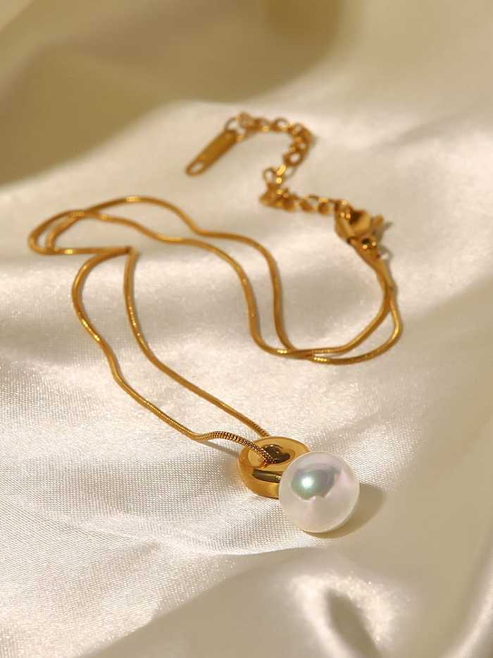 Stainless steel Imitation Pearl Geometric Minimalist Necklace