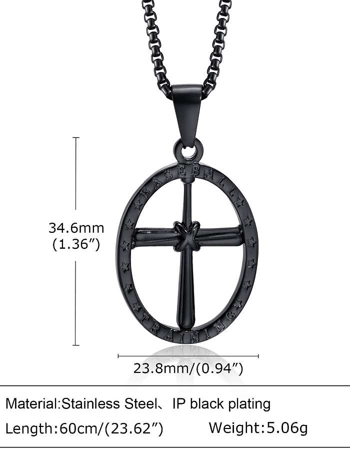 Geometrische Hip-Hop-Kreuz-Halskette aus Edelstahl