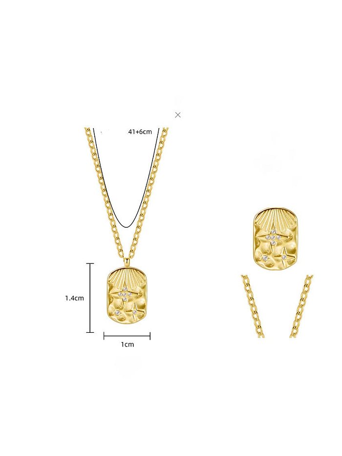 Trend Geometric Titanium Steel Cubic Zirconia Earring Ring and Necklace Set