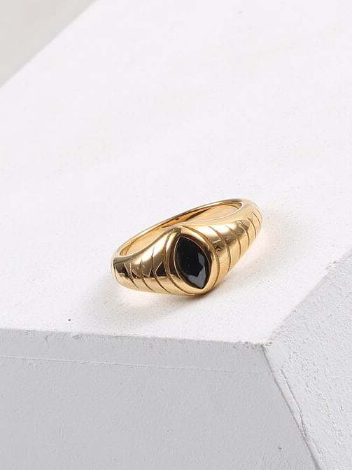 Titanium Steel Glass Stone Evil Eye Minimalist Band Ring