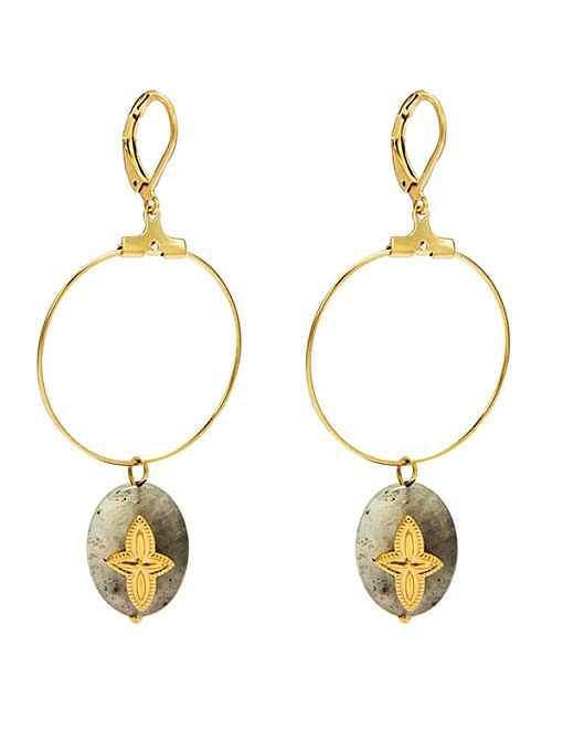 Malachite new style temperament versatile large earrings titanium steel earrings