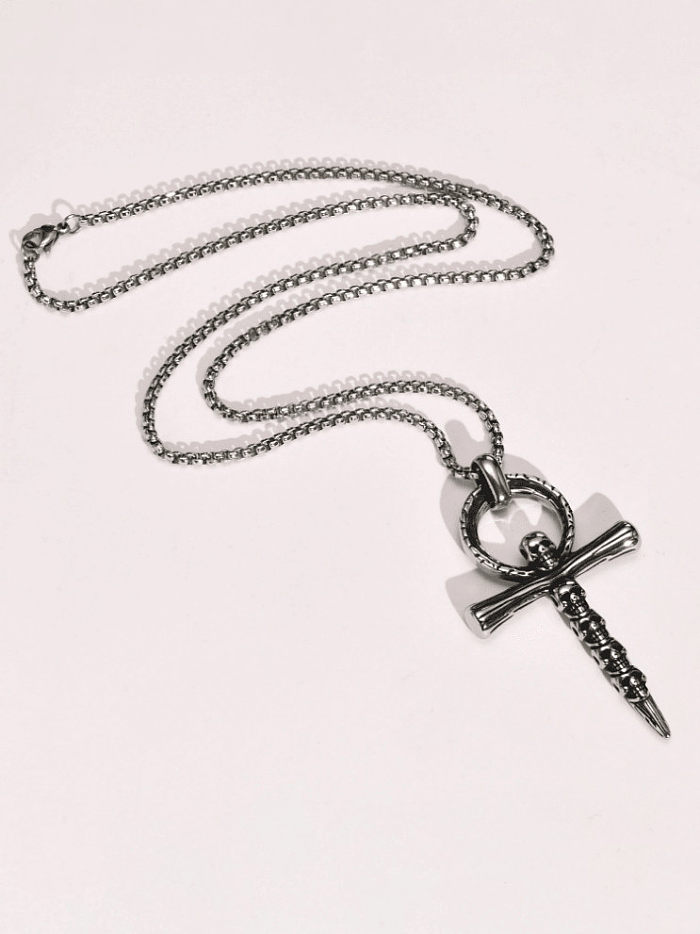 Edelstahl Cross Hip Hop Religious Halskette