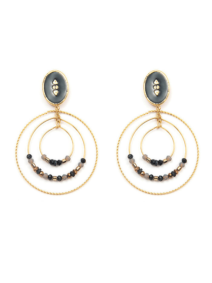 3-Ring-Ohrring aus 14 Karat vergoldetem Edelstahl mit manueller Perlenbeschichtung