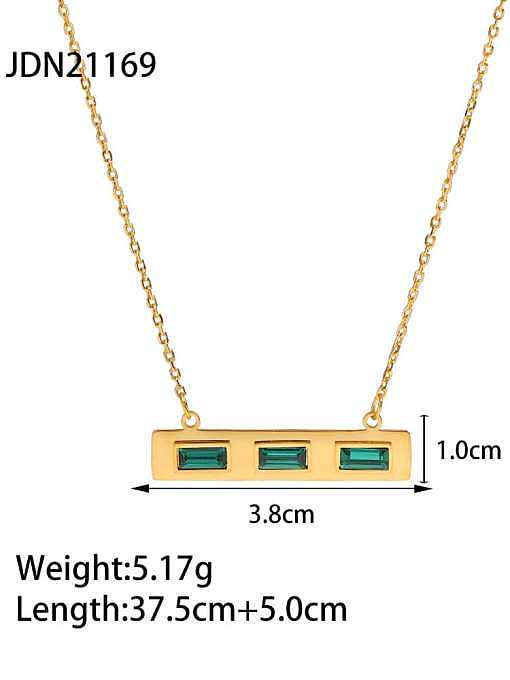 Edelstahl-Glasstein minimalistisches geometrisches Ring-Armband- und Halsketten-Set