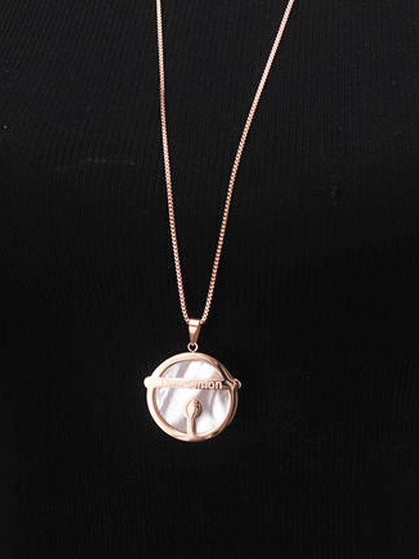 Round Shell Pendant Sweater Necklace