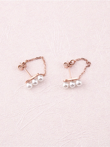 Rose Gold Plated Shell Pearls Stud Earrings