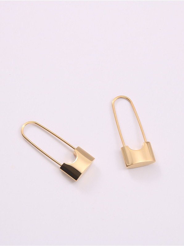 Pendientes de clip de titanio con pasador simplista chapado en oro