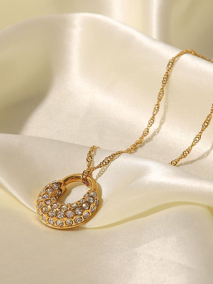 Collar minimalista geométrico de diamantes de imitación de acero inoxidable