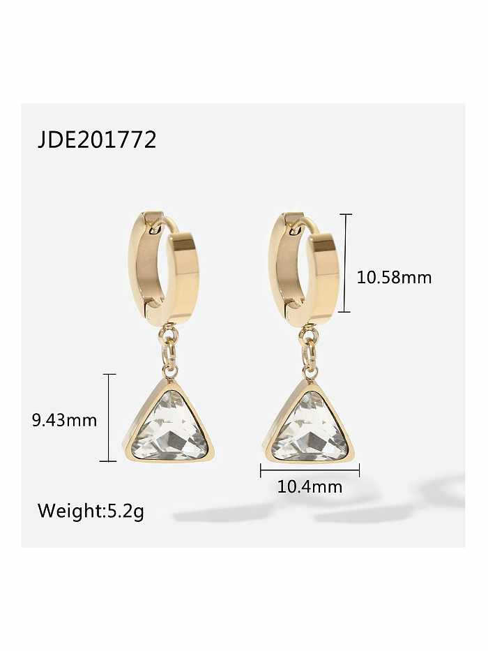 Stainless steel Cubic Zirconia Triangle Trend Huggie Earring