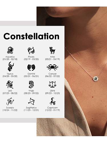 Collier pendentif rond minimaliste Constellation en acier inoxydable