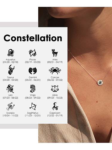 Stainless steel Constellation Minimalist Round Pendant Necklace
