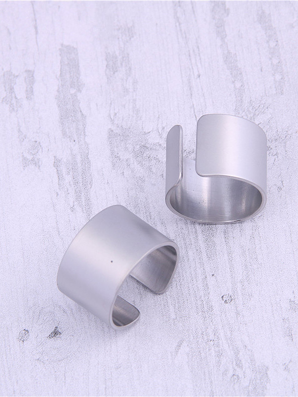 Titanium With Platinum Plated Simplistic Geometric Free Size Rings