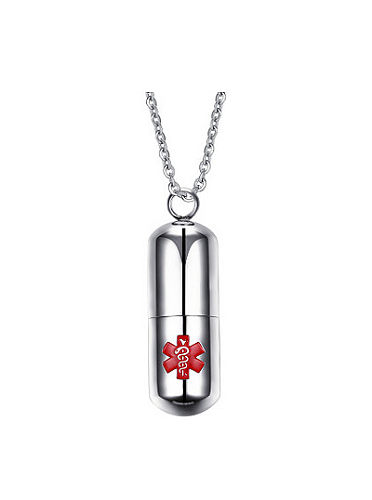 Personality Pill Shaped Titanium Polished Necklace