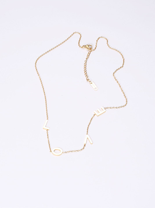 Collares de titanio con monograma simplista chapado en oro
