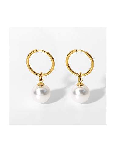 Edelstahl Imitation Pearl Ball Trend Huggie Ohrring
