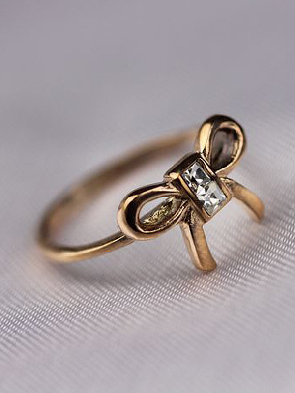 Bow Shaped Zircon Women Ring