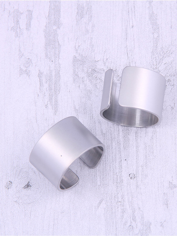 Titanium With Platinum Plated Simplistic Geometric Free Size Rings