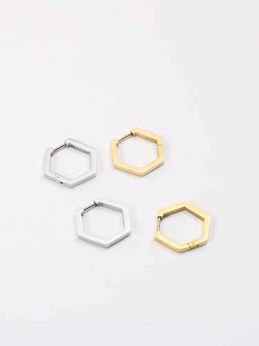 Boucle d'oreille Huggie minimaliste hexagonale en acier titane